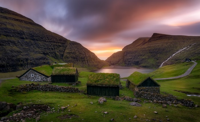 4K Scenic View of Saksun in the Faroe Islands