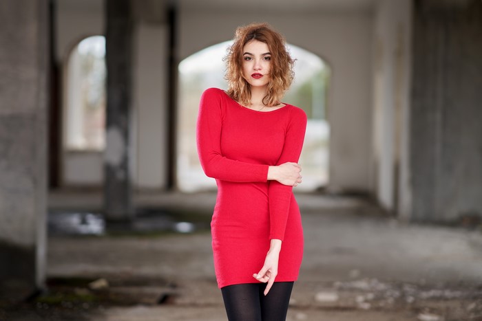 Woman in red dress by Andrew Filonenko