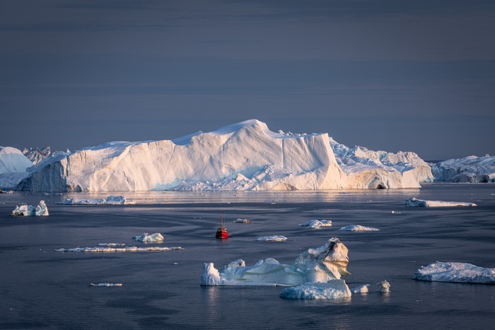 Greenland Icebergs and Ship
