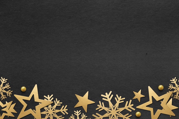 Christmas snowflakes and stars decoration on black background