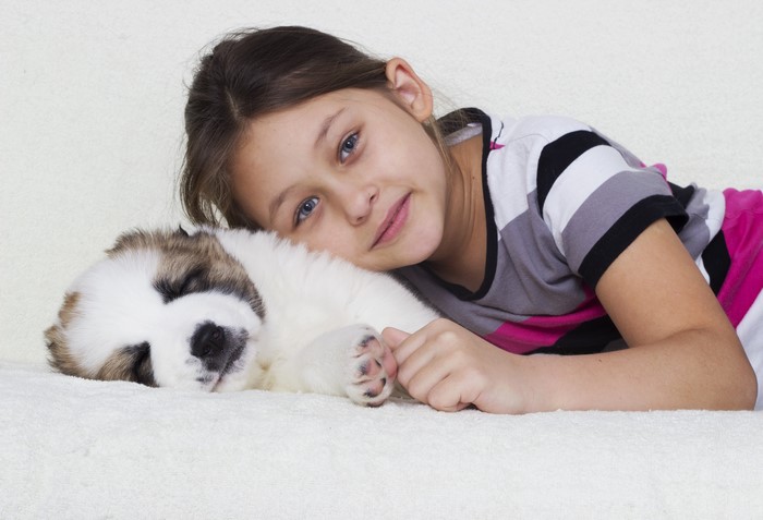 Girl with Puppy