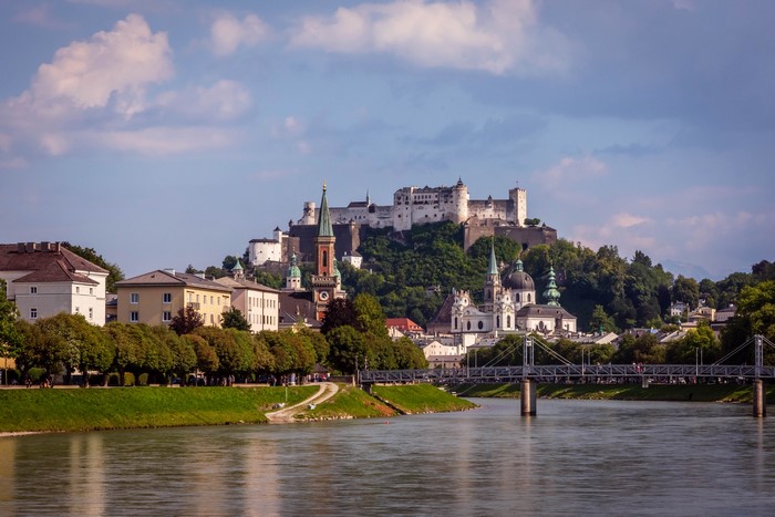 Salzburg Castle and River in Austria