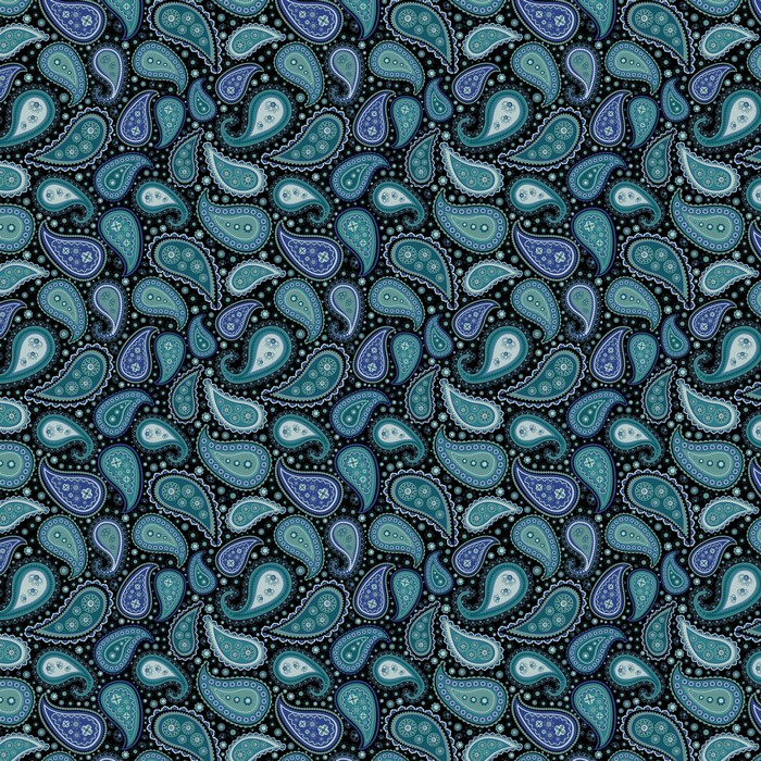 Paisley pattern with blue and teal colors