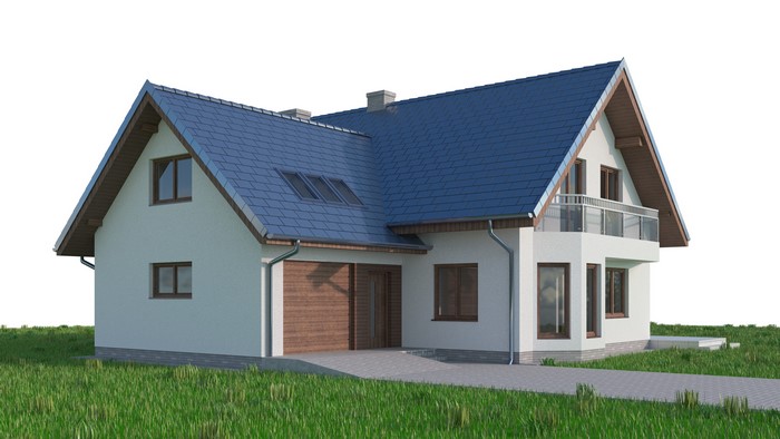 Modern house with garage and balcony