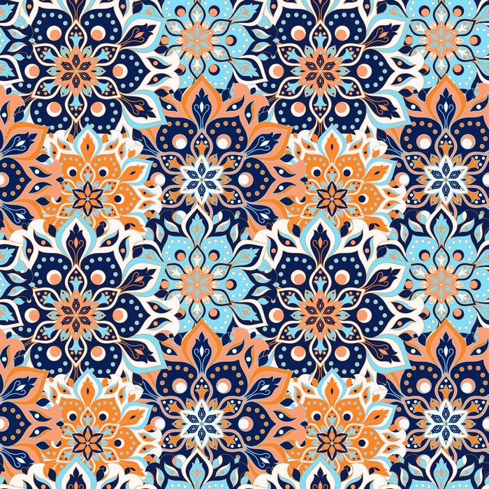 Mandala pattern with floral tracery