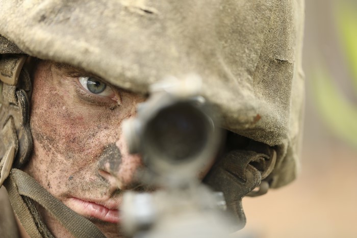 Soldier with telescopic sight