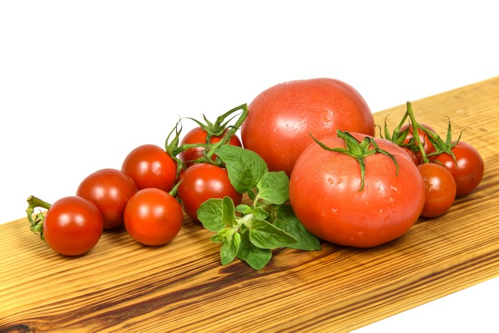 Tomatoes on a wooden board