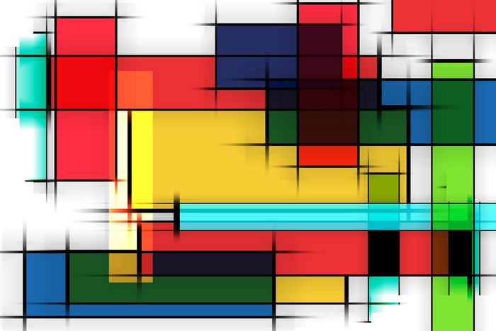 Abstract Geometric Composition with Multicolor Rectangles and Lines