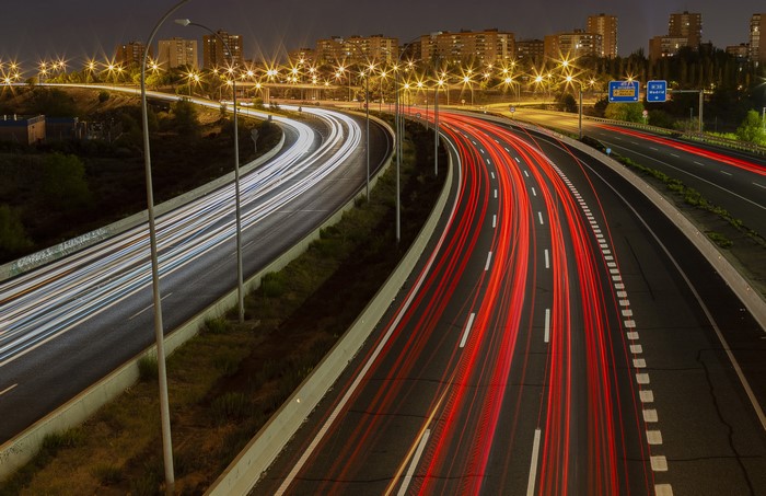 M-40 Highway in Madrid at Night