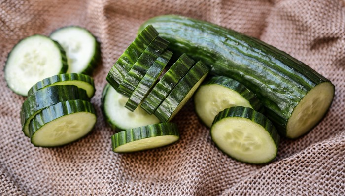 4K Sliced Cucumbers Closeup