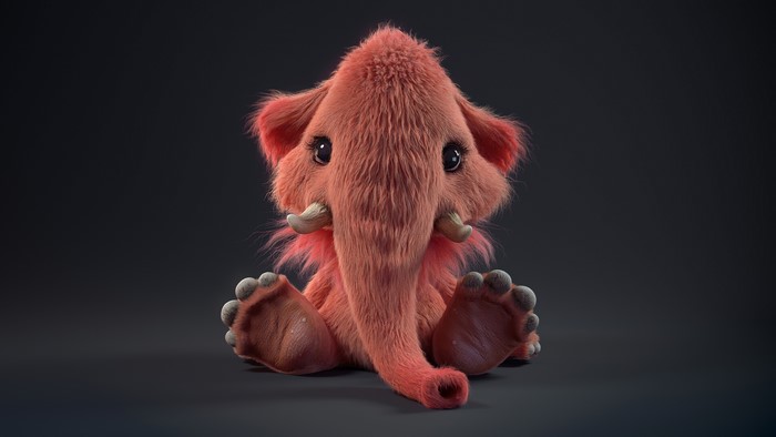 Pink baby mammoth sitting