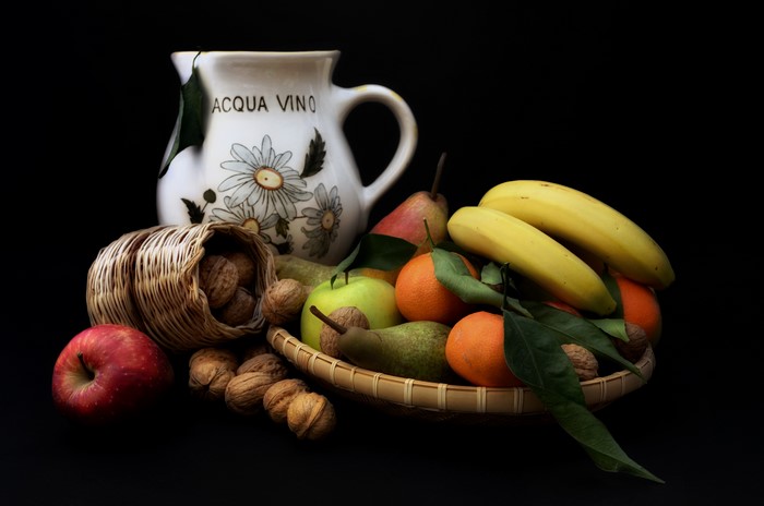 Still-life with fruits, nuts, and jug