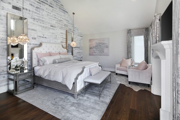 Luxury Bedroom Interior Design with White Tufted Bed