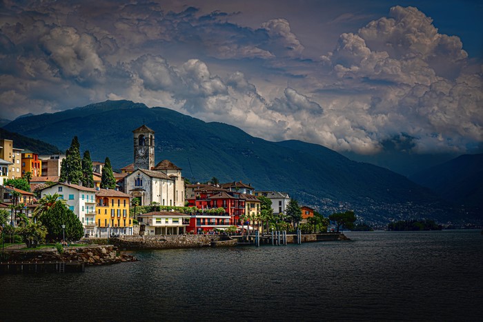 Lake Maggiore with Brissago and Alps