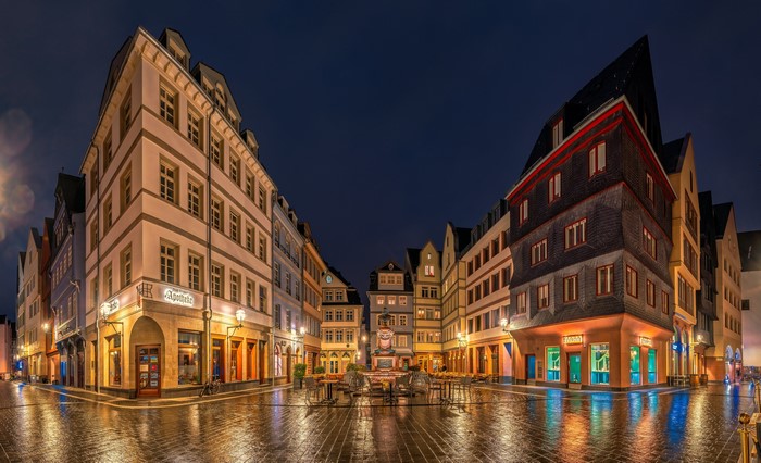 Frankfurt Germany Houses at Night