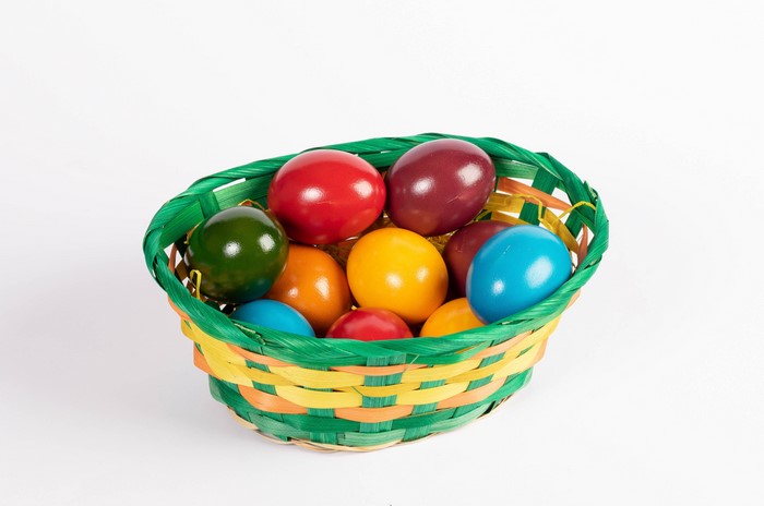 Easter eggs in a wicker basket