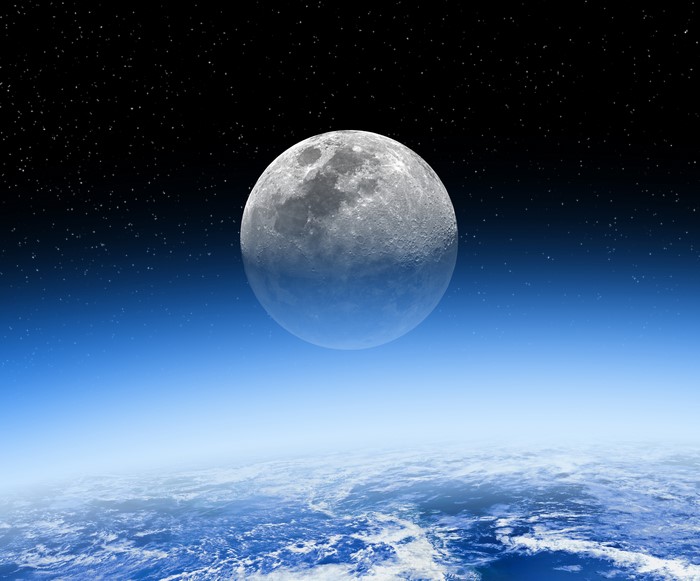 4K Moon over Earth with Stars