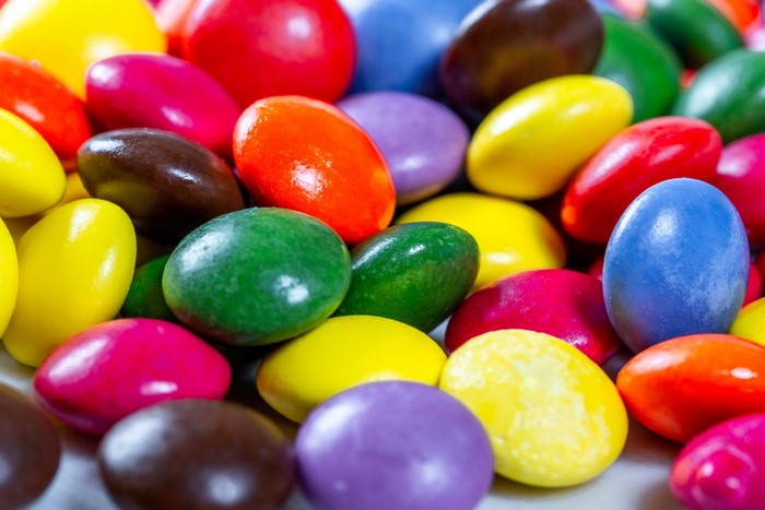 Close-up of colorful dragees