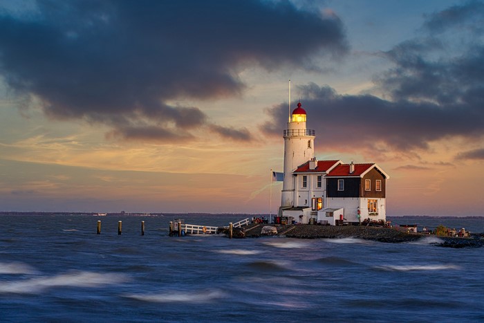 Paard van Marken Lighthouse on Lake IJssel, Netherlands