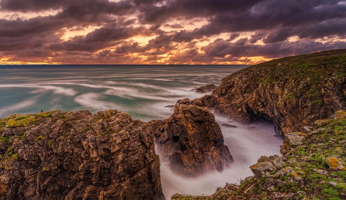 4K Brittany France Sea Coast Sunset