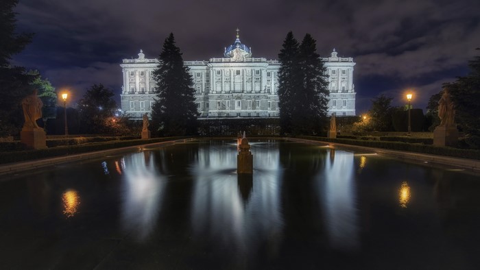 Palacio Real in Madrid, Spain at Night