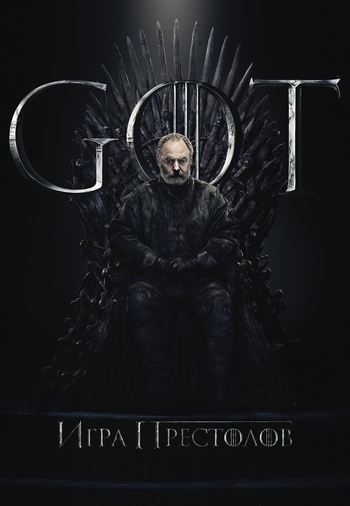 Davos Seaworth from Game of Thrones on the Iron Throne