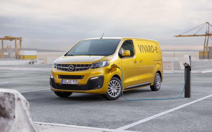 Yellow Opel Vivaro-e Electric Van Charging