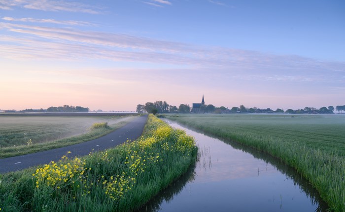 Woudse Polder Netherlands Morning Canal Fog