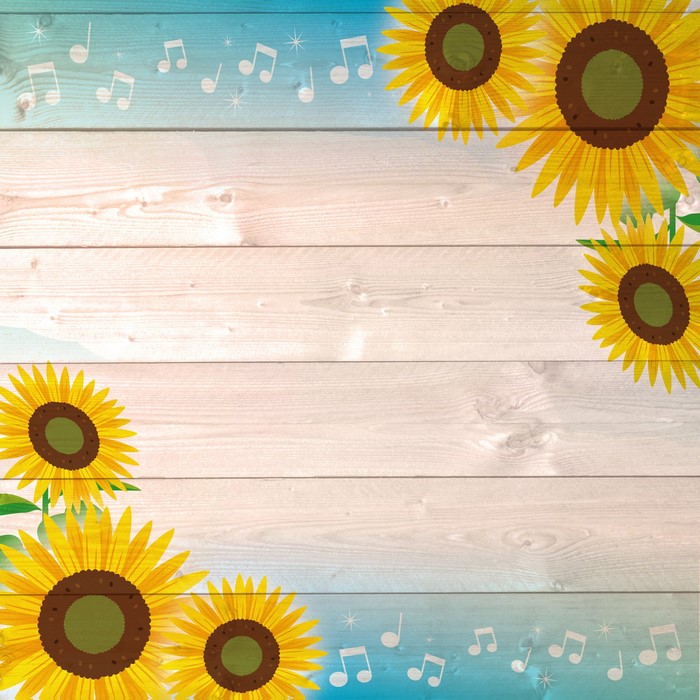 Sunflowers on wood planks template greeting card