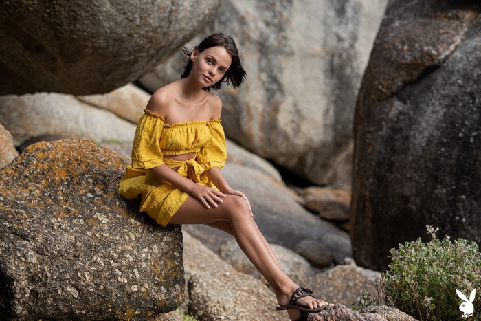 Ariel PB sitting on rocks