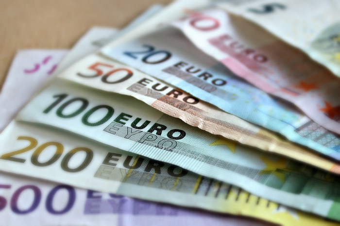 Euro banknotes of various denominations