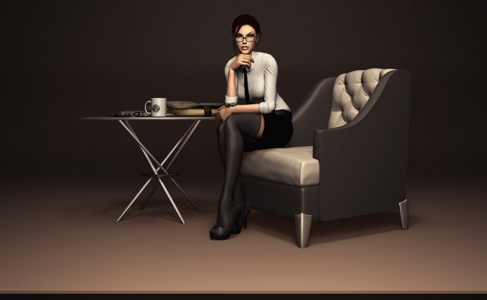 Lara Croft from Tomb Raider wearing glasses