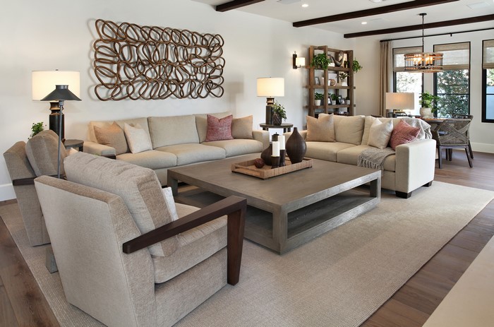 Living room with sofa and armchair