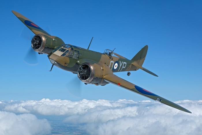 Bristol Blenheim Mk.I bomber flying over clouds
