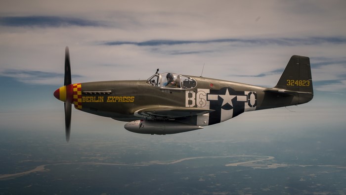 P-51 Mustang Fighter Airplane in Flight