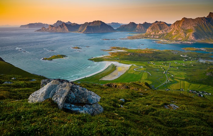 Mountains and Coastline in Lofoten, Norway