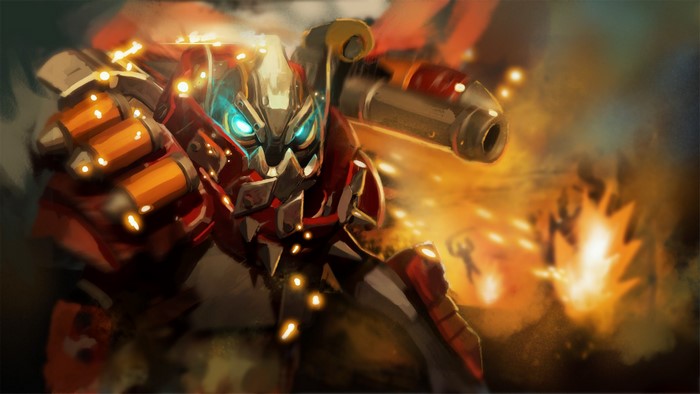 Clockwerk from DOTA 2 in battle