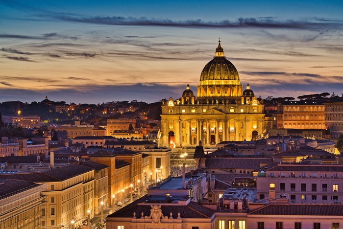 St. Peter's Basilica at Evening in Rome