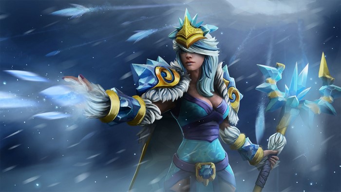 Crystal Maiden from DOTA 2 with a magic staff