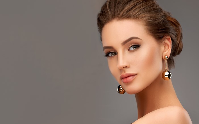 4K Close-Up of Brown-Haired Model with Earrings