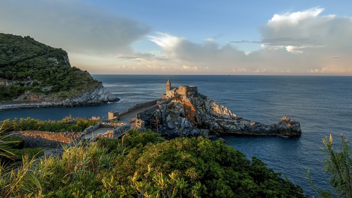 4K Portovenere, Italy Coastline with Church