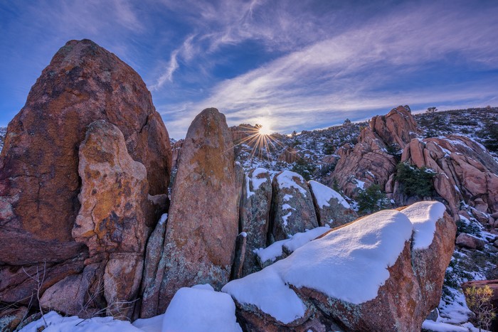 Granite Dells USA Snow Sunrise