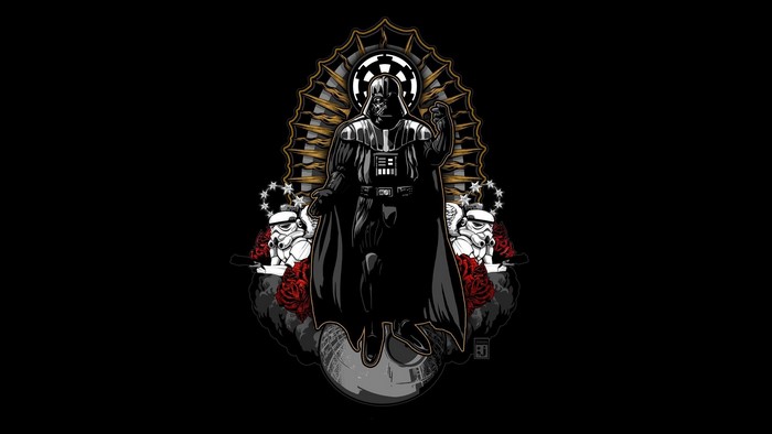Darth Vader from Star Wars with Stormtroopers and Death Star