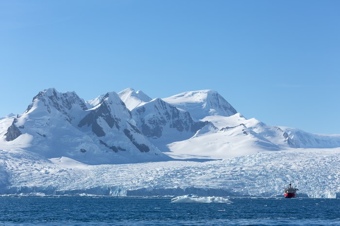 Antarctica Mountains and Ship