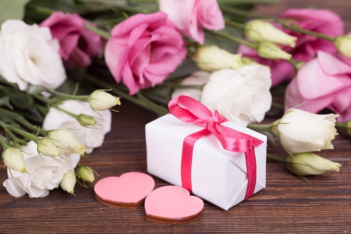 Valentine's Day Gift with Pink and White Flowers