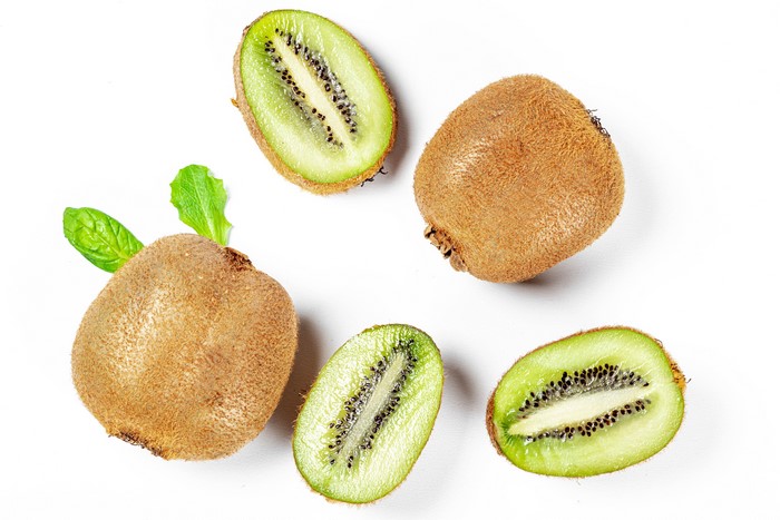 Kiwi fruits on white background