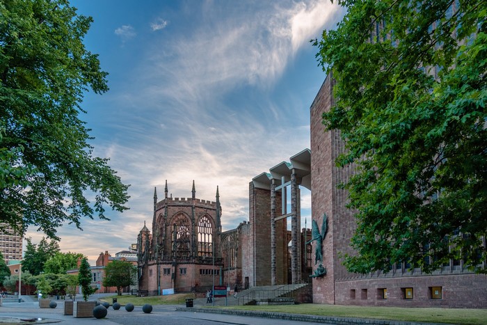 Coventry Cathedral ruins and modern cathedral