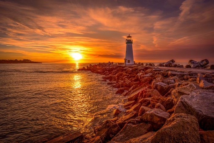 Sunset at Walton Lighthouse on Monterey Bay