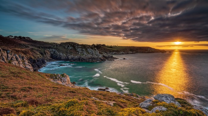 Sunset over Brittany Coast, France