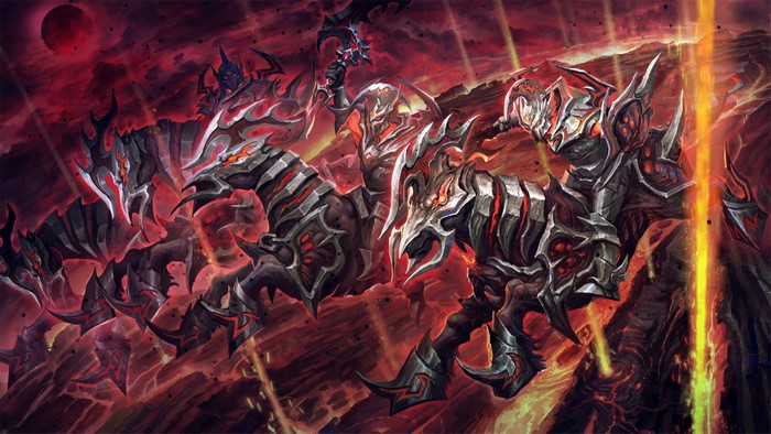 Chaos Knight from DOTA 2 riding armored horses